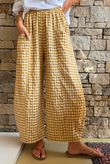 Nonni Gingham Relaxed Barrel Pant Mustard
